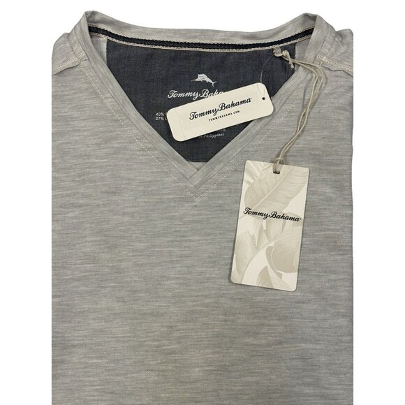 Tommy Bahama Men's XXL Turbulence Grey Coasta Vera V-Neck IslandZone T-Shirt - Picture 3 of 6